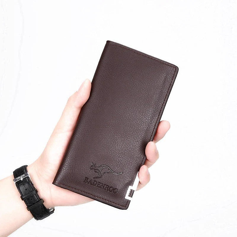 Kangro Brand Vintage PU Leather Long Wallet and Fold Leather Wallet for Men (Black and Brown)