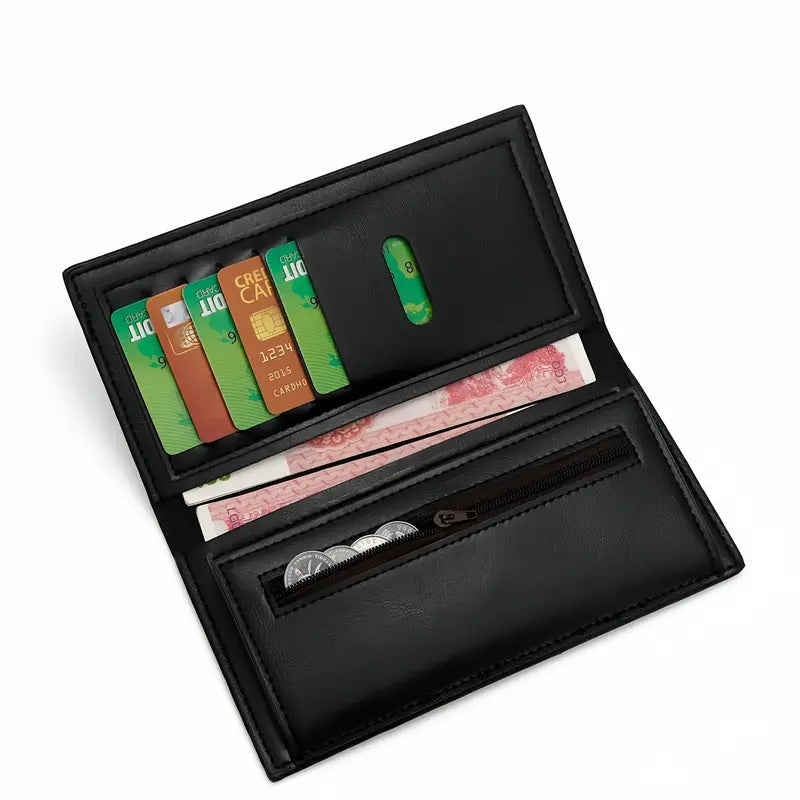 Kangro Brand Vintage PU Leather Long Wallet and Fold Leather Wallet for Men (Black and Brown)