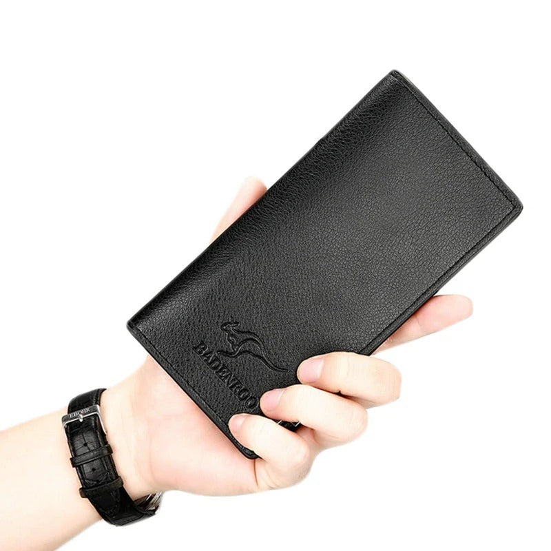 Kangro Brand Vintage PU Leather Long Wallet and Fold Leather Wallet for Men (Black and Brown)