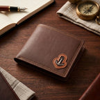 Anchor Emblem Bifold Leather Wallet with Box - Black,Brown and Blue.