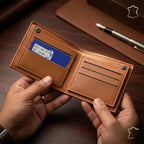 Anchor Emblem Bifold Leather Wallet with Box - Black,Brown and Blue.