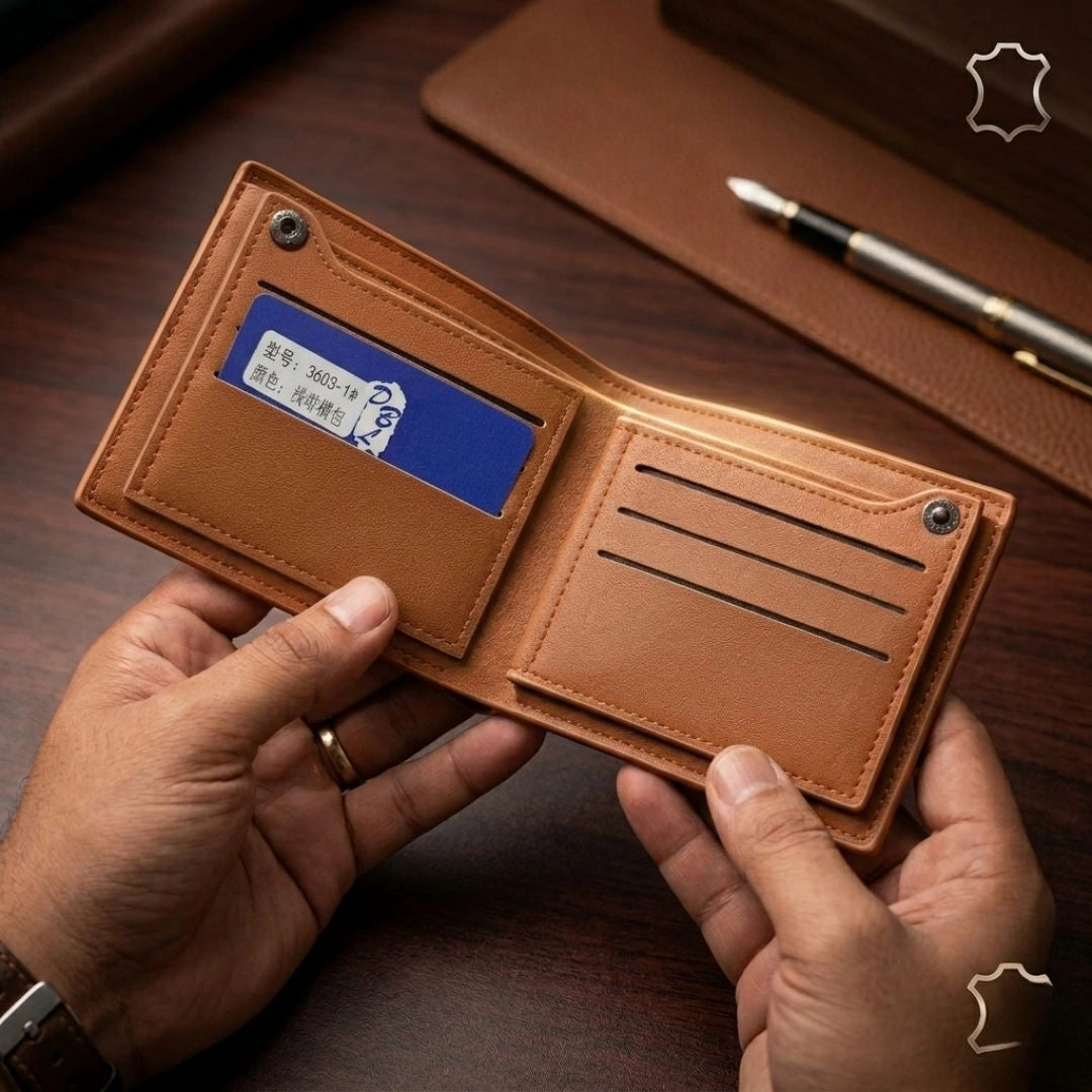 Anchor Emblem Bifold Leather Wallet with Box - Black,Brown and Blue.