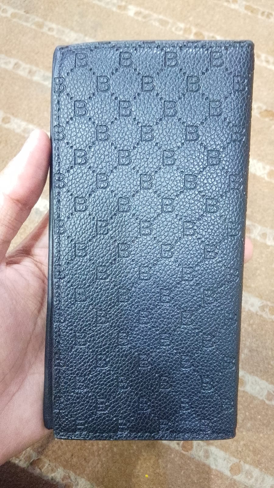Premium Embossed Monogram Leather Long Wallet – Luxury Bi-Fold Business Clutch & Card Organizer for Men (Black and Brown)