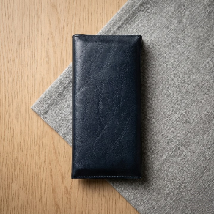 Premium Genuine Black Leather Long Wallet – Elegant Bi-Fold Business Clutch & Travel Organizer for Men