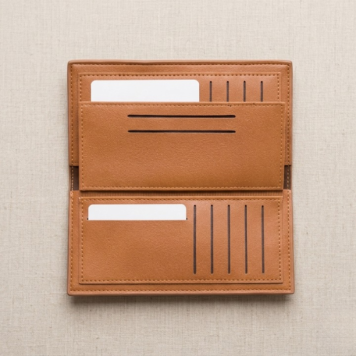Premium Embossed Monogram Leather Long Wallet – Luxury Bi-Fold Business Clutch & Card Organizer for Men (Black and Brown)