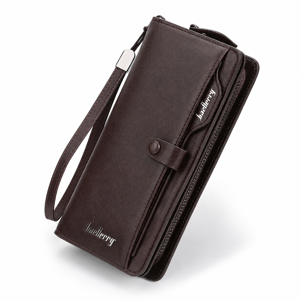 Balebaily Long Zipper Wallet for Men & Women PU Leather Wallet with 15 Card Slots Phone Pocket and Photo Window - Black