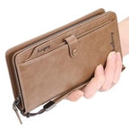 Balebaily Long Zipper Wallet for Men & Women PU Leather Wallet with 15 Card Slots Phone Pocket and Photo Window - Black