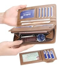 Balebaily Long Zipper Wallet for Men & Women PU Leather Wallet with 15 Card Slots Phone Pocket and Photo Window - Black
