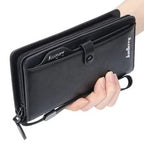 Balebaily Long Zipper Wallet for Men & Women PU Leather Wallet with 15 Card Slots Phone Pocket and Photo Window - Black