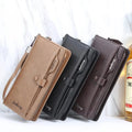 Balebaily Long Zipper Wallet for Men & Women PU Leather Wallet with 15 Card Slots Phone Pocket and Photo Window - Black