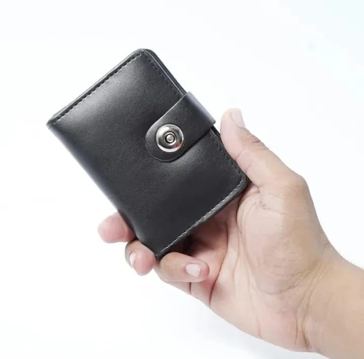 Boy's Leather Wallet Black Mustard Brown Snap Closure Compact Bifold Wallet for Kids & Teens (Color: Black and Brown)