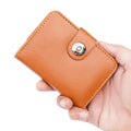 Boy's Leather Wallet Black Mustard Brown Snap Closure Compact Bifold Wallet for Kids & Teens (Color: Black and Brown)