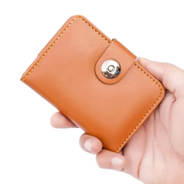 Boy's Leather Wallet Black Mustard Brown Snap Closure Compact Bifold Wallet for Kids & Teens (Color: Black and Brown)