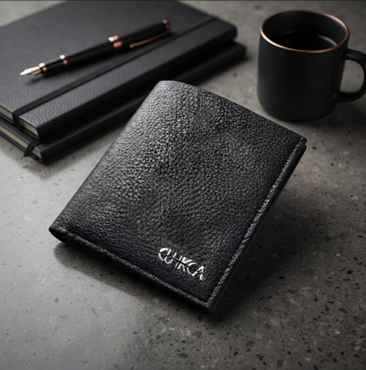Black Cuikca Textured Leather Bifold Wallet - Fashion Accessory Designed For Personal Style And Daily Carry Routine