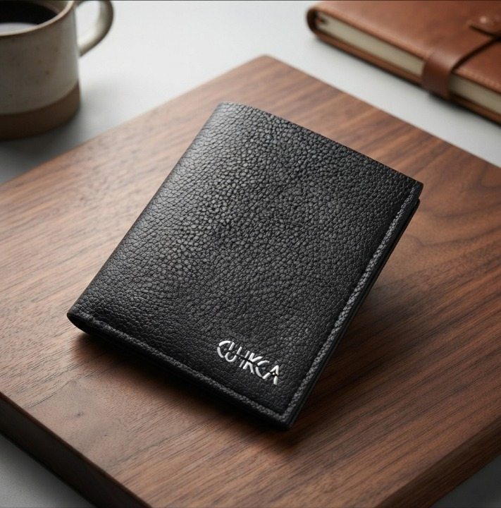 Black Cuikca Textured Leather Bifold Wallet - Fashion Accessory Designed For Personal Style And Daily Carry Routine