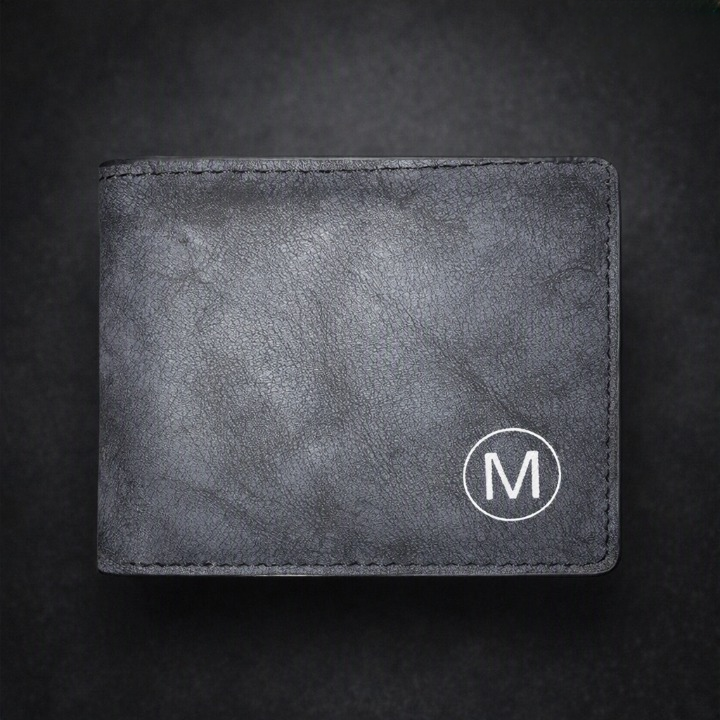M Men's Premium Leather Wallet – Slim Bifold Card Holder & Cash Wallet | Deal Offer - Brown and Grey.