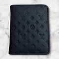 Men's Premium Leather Bi-Fold Wallet | Embossed Designer Pattern Card Holder - Black