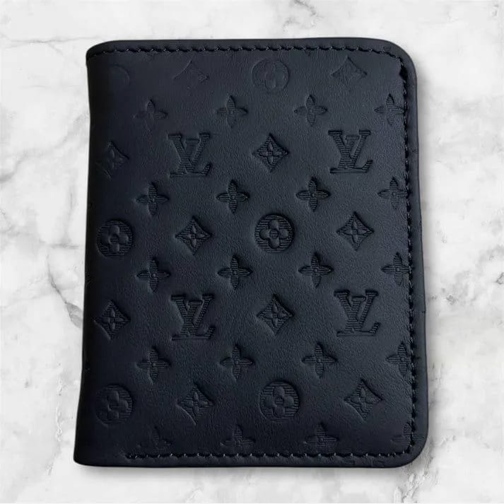 Men's Premium Leather Bi-Fold Wallet | Embossed Designer Pattern Card Holder - Black