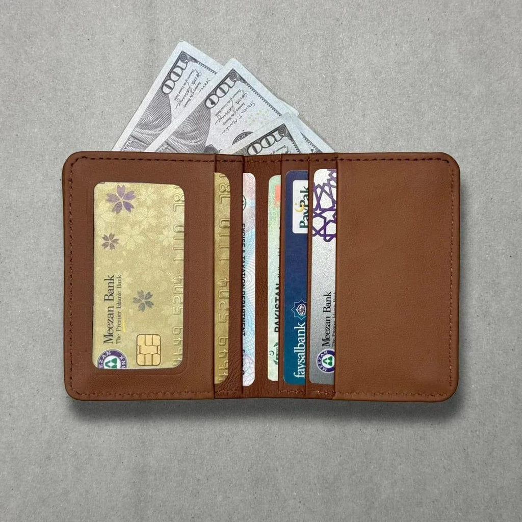 Men's Premium Leather Bi-Fold Wallet | Embossed Designer Pattern Card Holder - Black