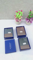Anchor Emblem Bifold Leather Wallet with Box - Black,Brown and Blue.