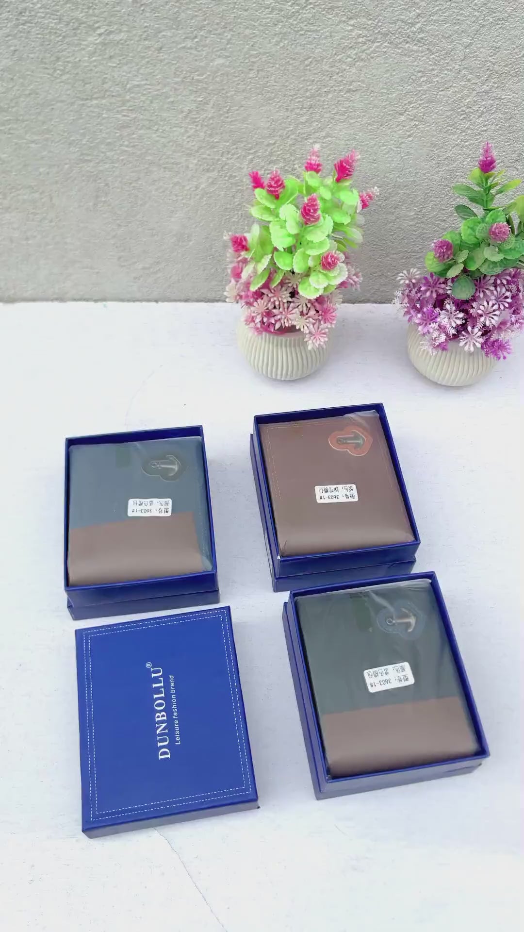 Anchor Emblem Bifold Leather Wallet with Box - Black,Brown and Blue.